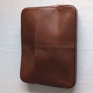 MARK & GRAHAM Leather Laptop Zippere Case Sleeve in Camel Colorway